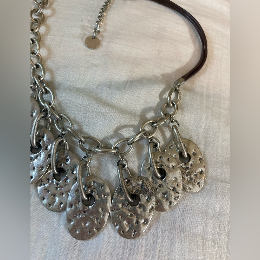 Hammered Brutalist Design Statement Necklace - image 7